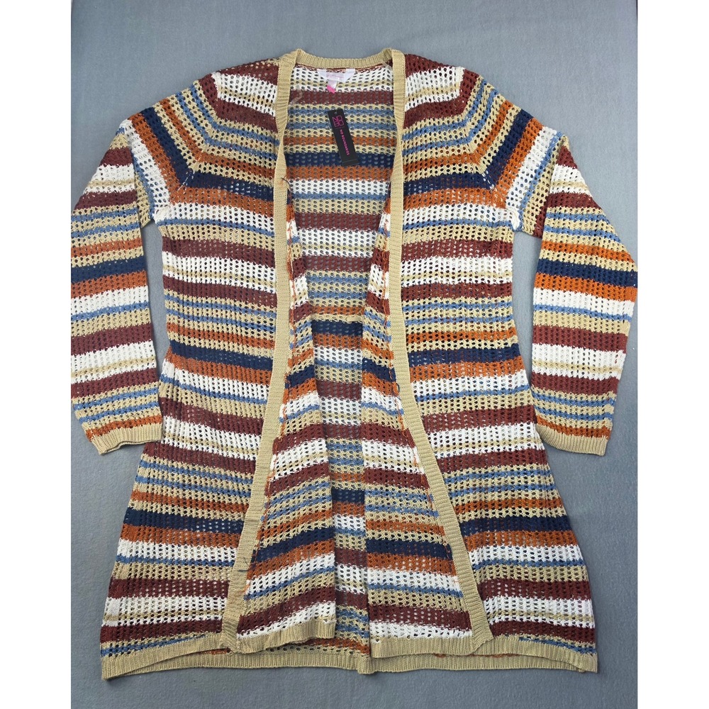 No Boundaries Boho Open Knit Cardigan Multicolor‎ Striped Womens 3X